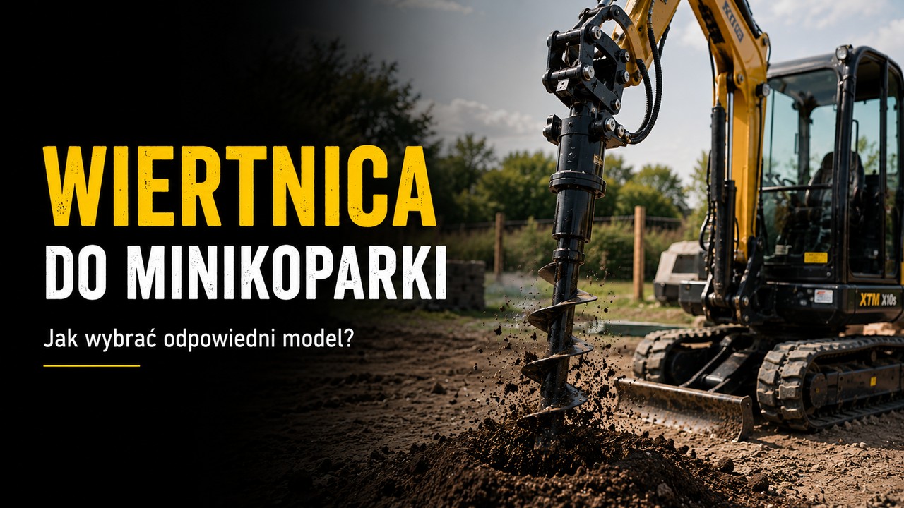 Wiertnica hydrauliczna do minikoparki XTM podczas wiercenia otworu w gruncie